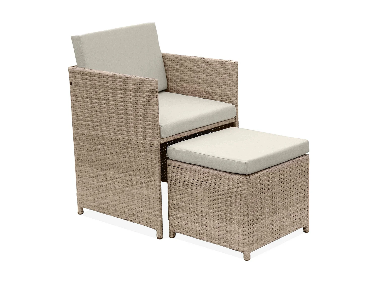 Mesa de jardín encastrable resina con 10 sillones + cobertor beige