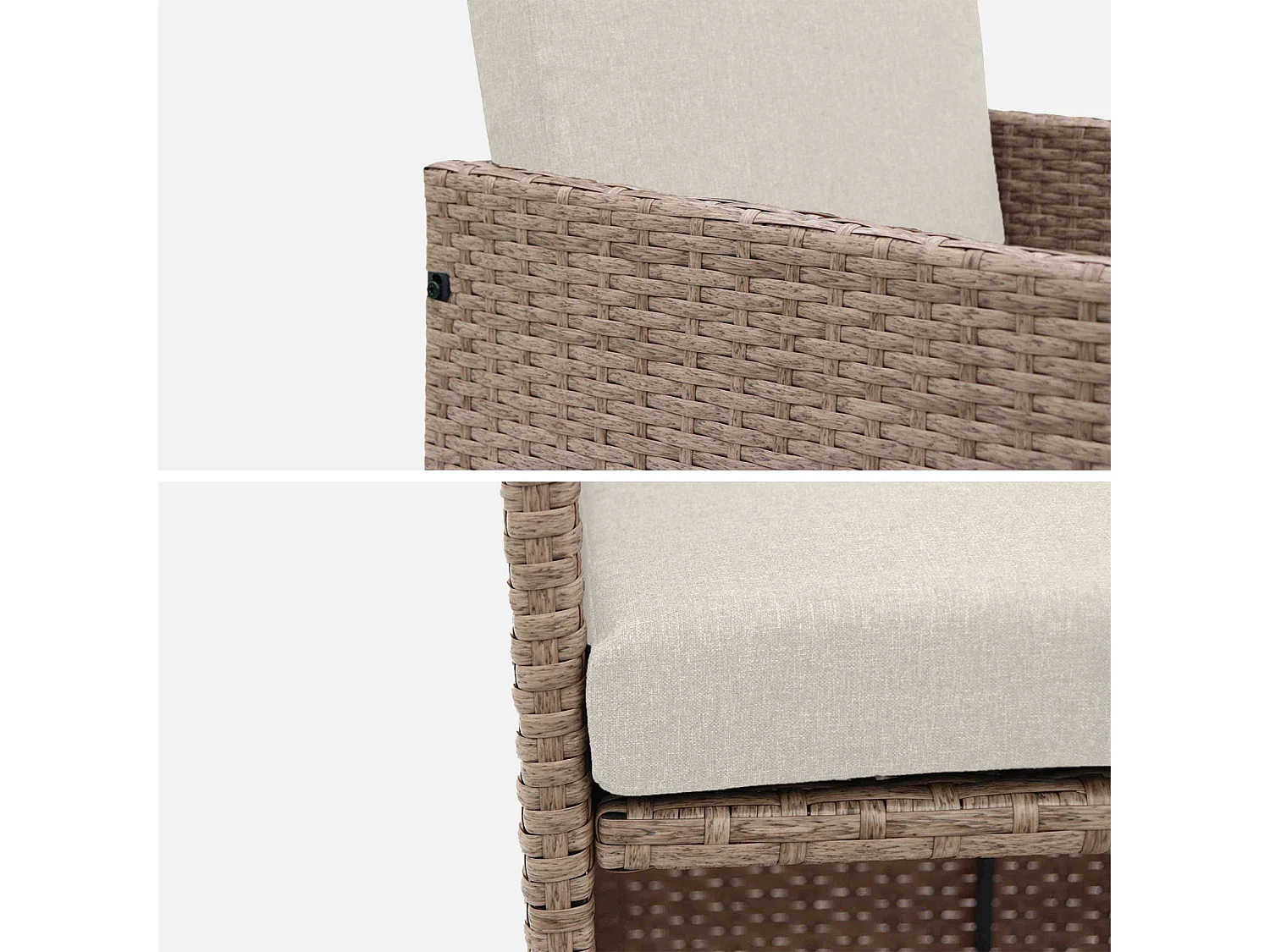 Mesa de jardín encastrable resina con 10 sillones + cobertor beige