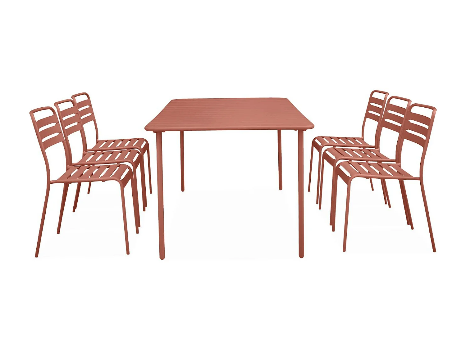 Table de jardin métal + 6 assises terracotta Amélia