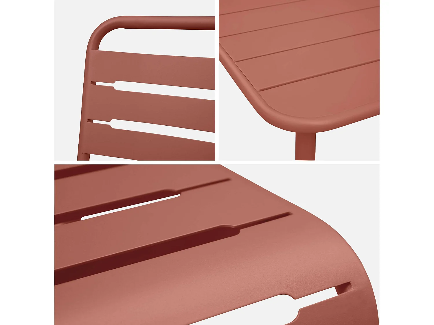 Table de jardin métal + 6 assises terracotta Amélia