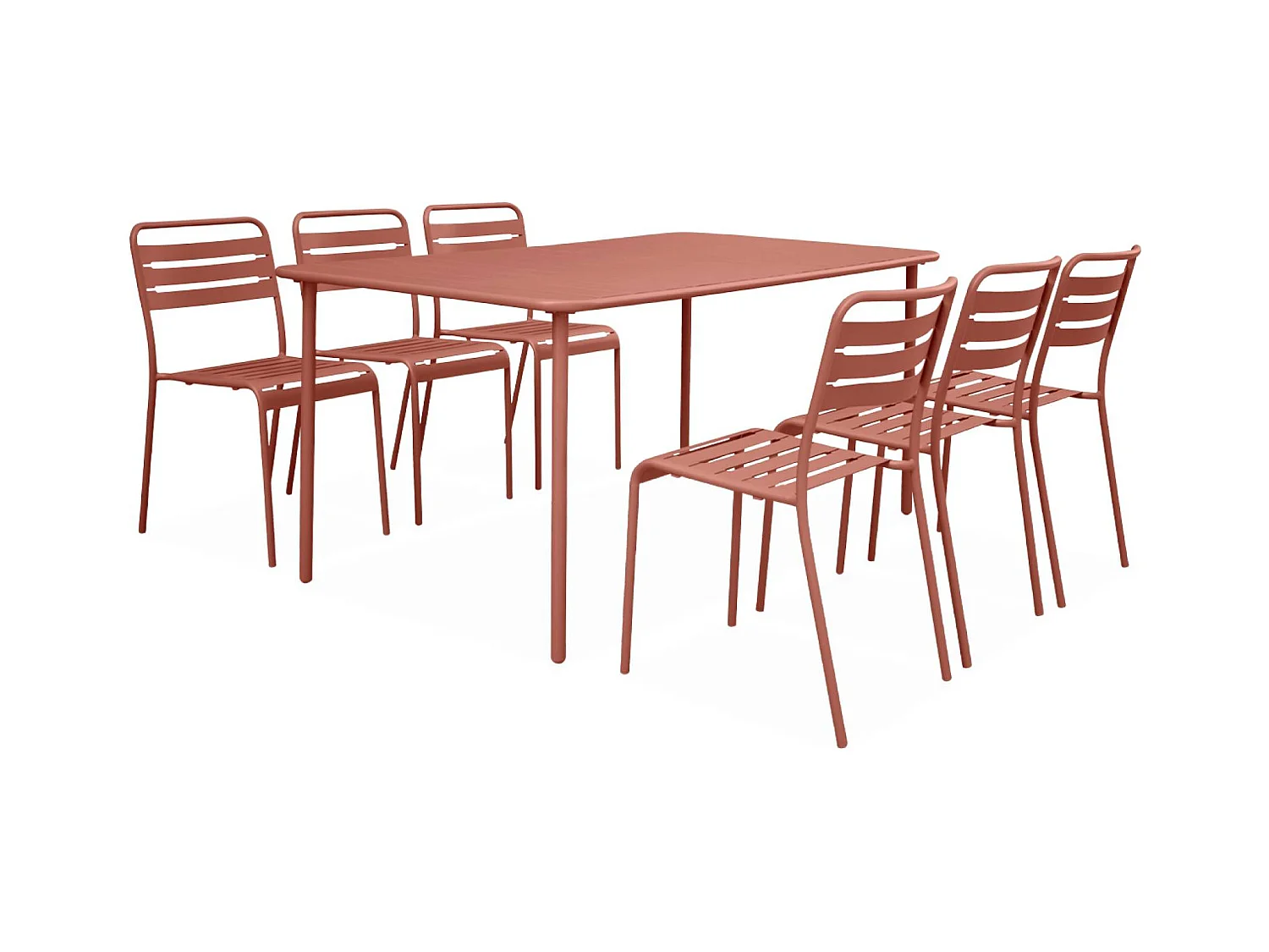 Set tavolo da giardino in metallo con 6 sedie, terracotta