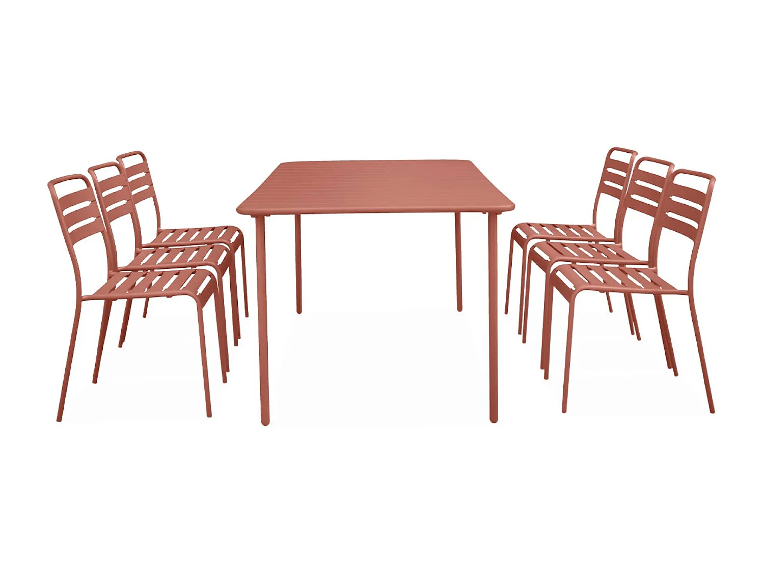 Set tavolo da giardino bistrot in metallo con 6 sedie, terracotta