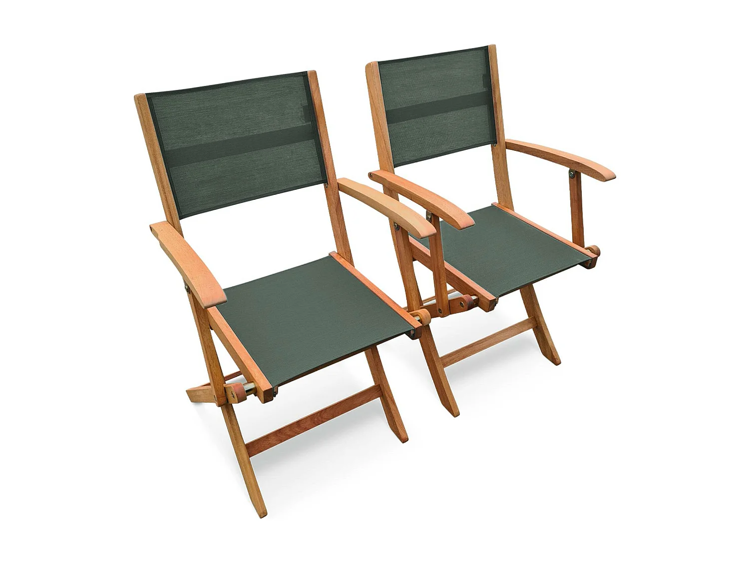 Table de jardin extensible bois d'eucalyptus + 8 assises en bois d'Eucalyptus huilé et textilène savane