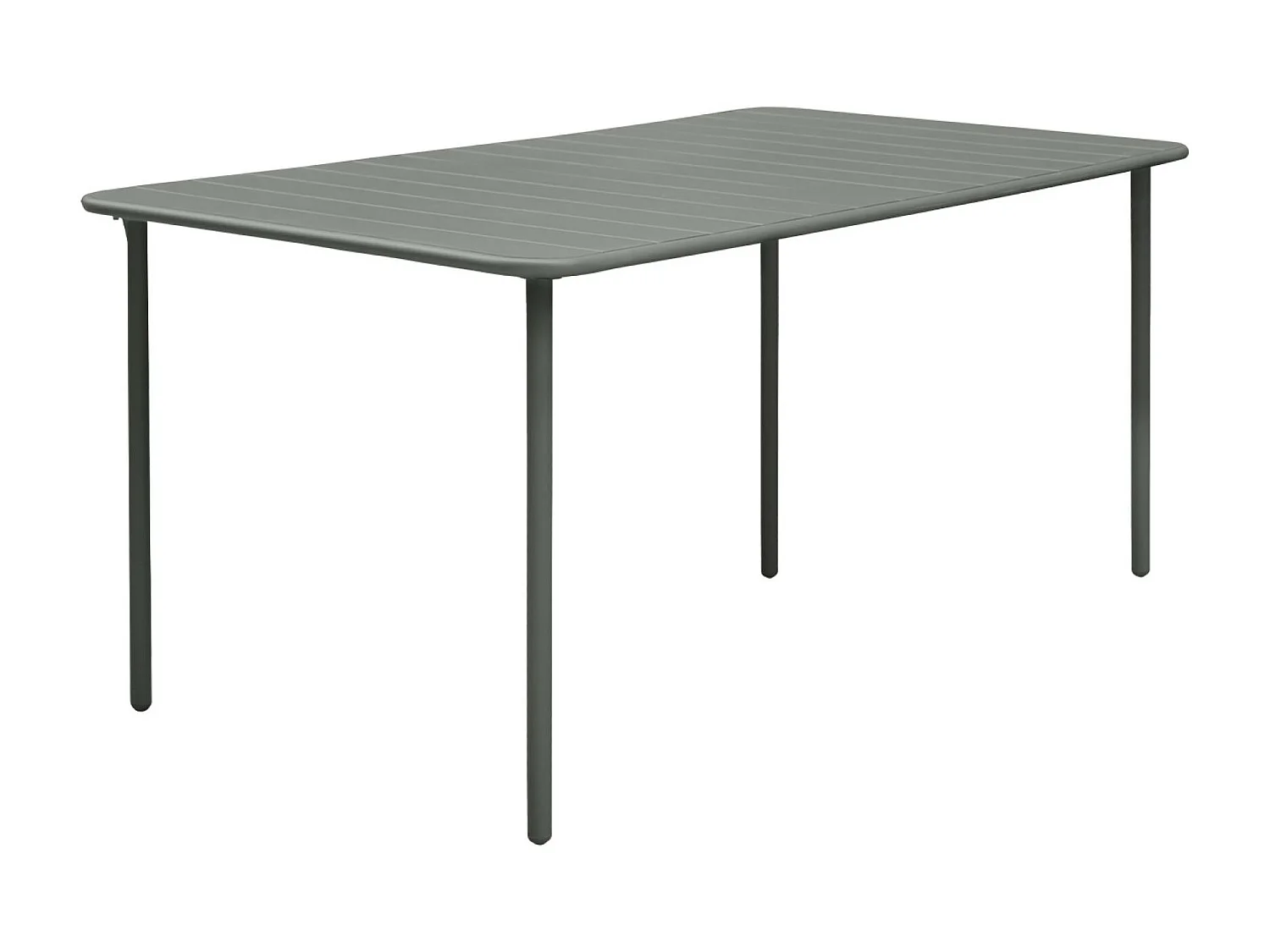 Table de jardin métal + 6 assises kaki. acier traitement anti rouille