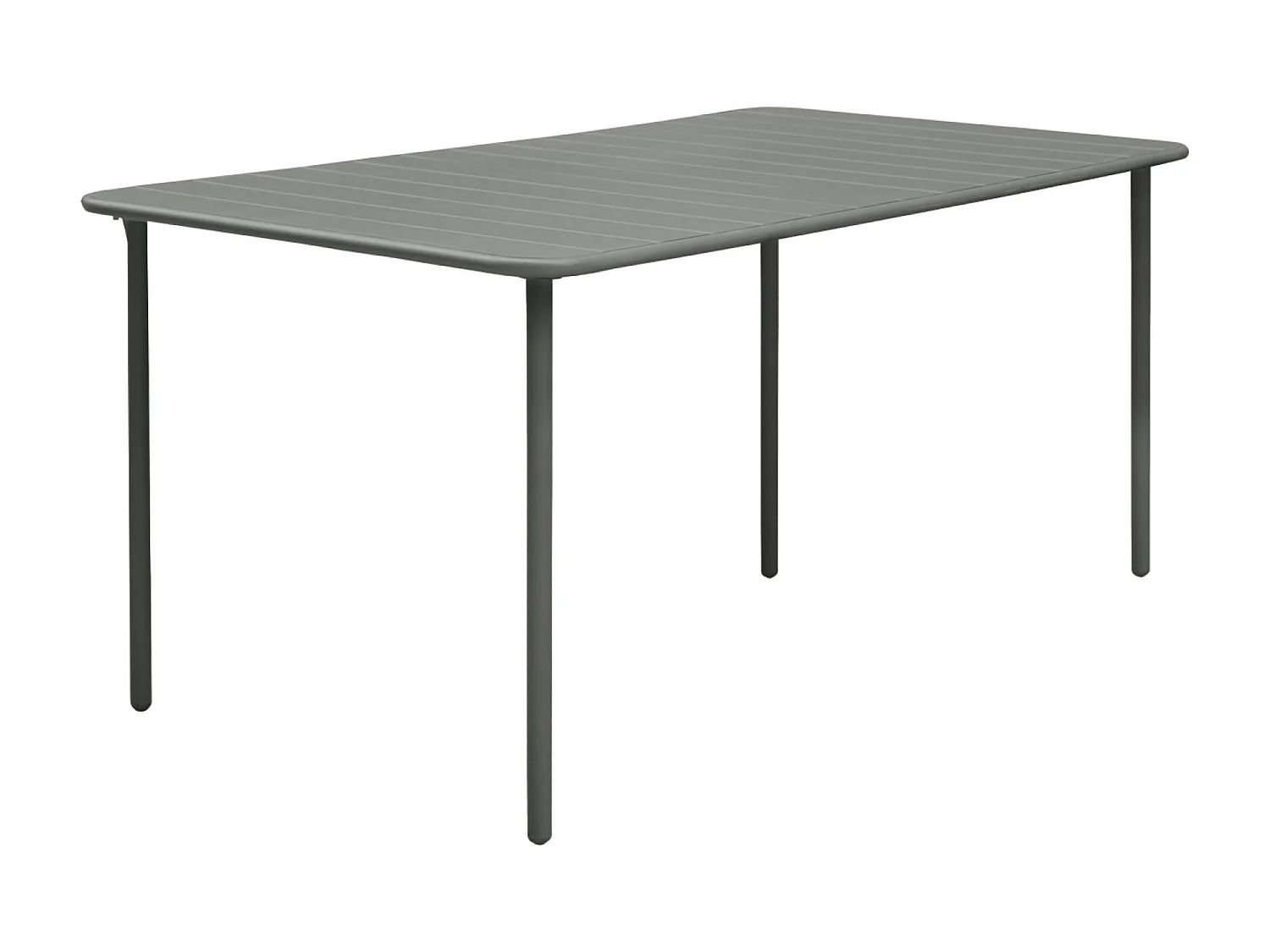 Table de jardin métal + 6 assises kaki. acier traitement anti rouille