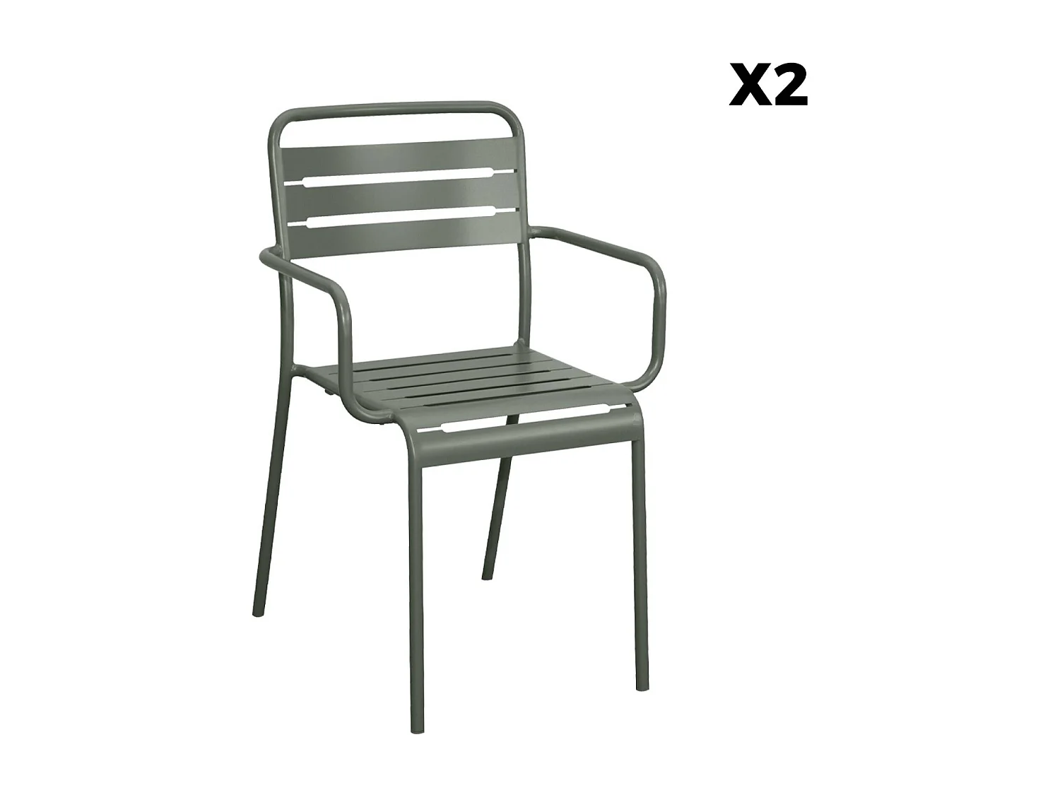 Mesa de jardín de metal 2 sillones 4 sillas verde kaki