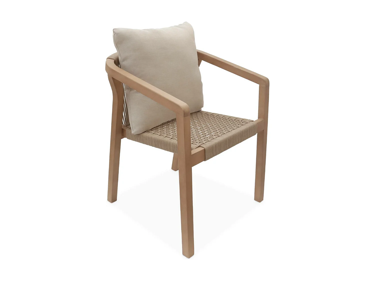 Tavolo da pranzo interno/esterno in legno + 4 poltrone, marrone