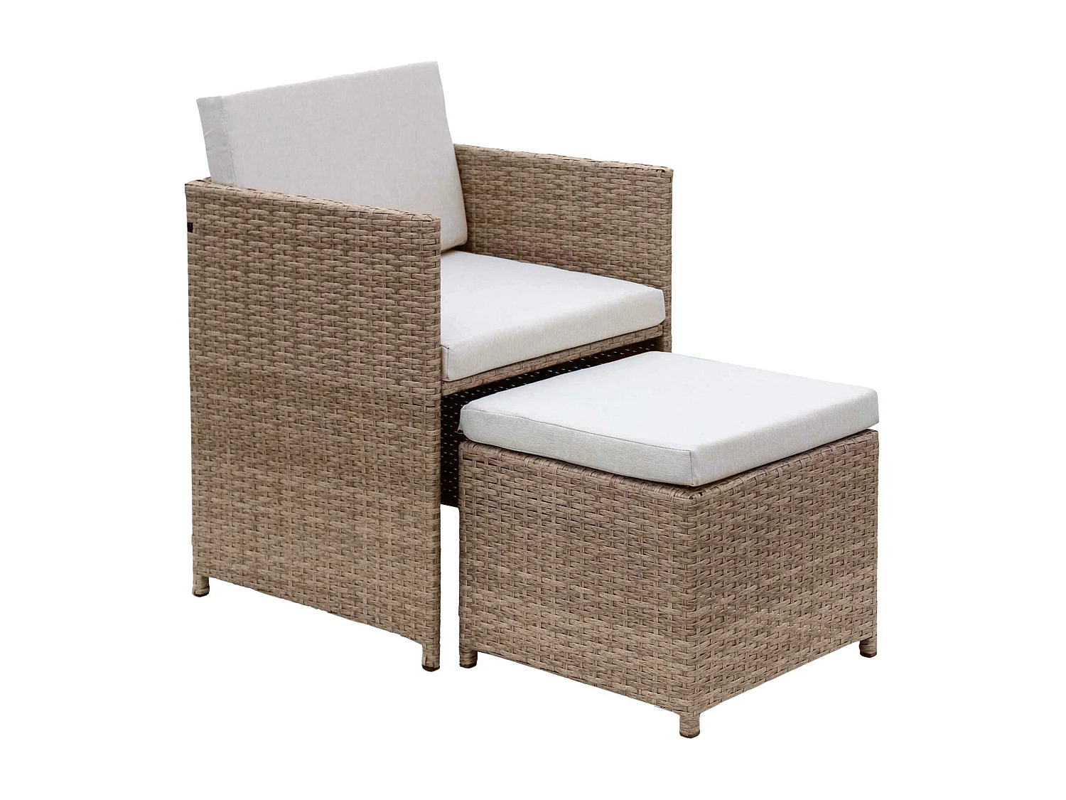 Mesa de jardín encastrable de resina trenzada 12 sillones + funda