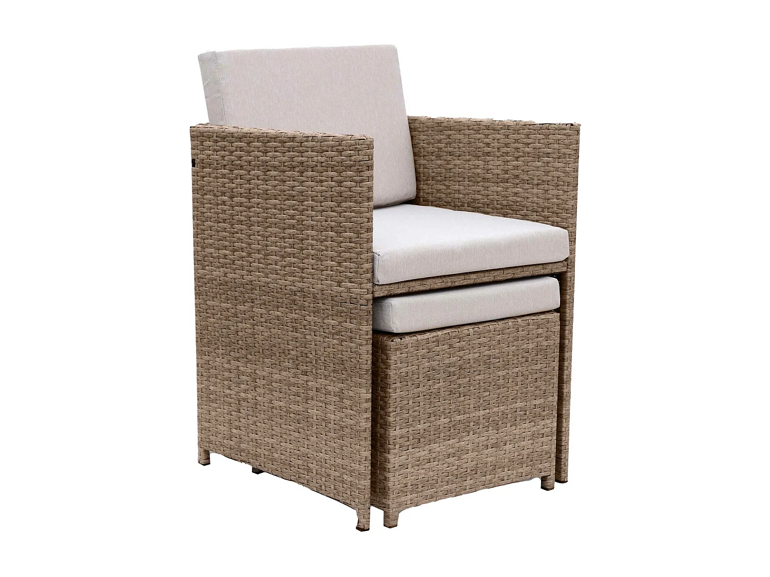 Mesa de jardín encastrable de resina trenzada 12 sillones + funda