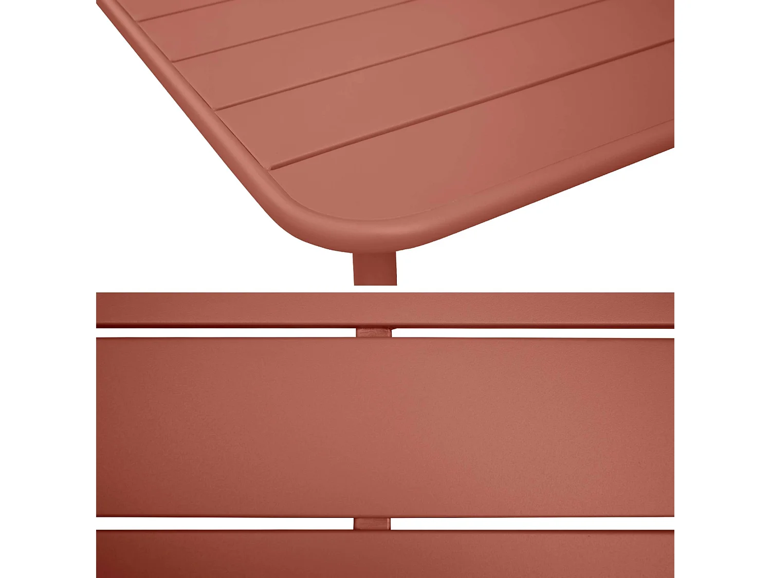 Table de jardin métal + 6 assises terracotta. acier traitement anti rouille