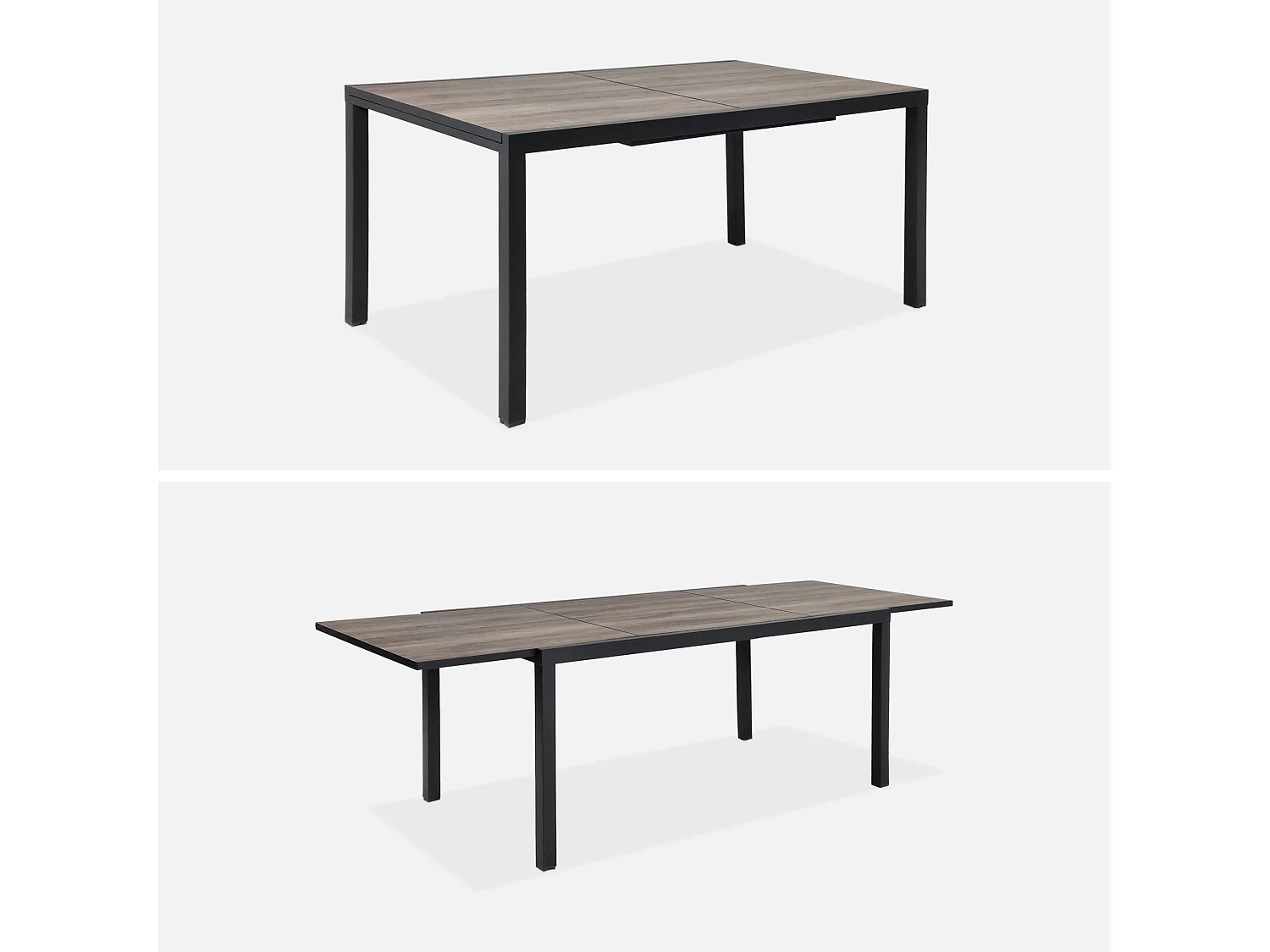 Table jardin extensible aluminium + 8 assises empilables aluminium et textilène