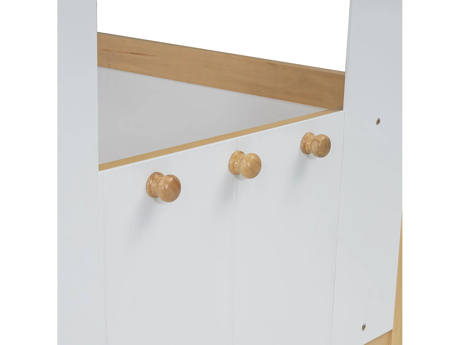 Hochbett 90x200 cm mit Sicherheitsbarriere – mit 4 Schubladen und Treppe – aus Kiefernholz und MDF – Weiß und Natur