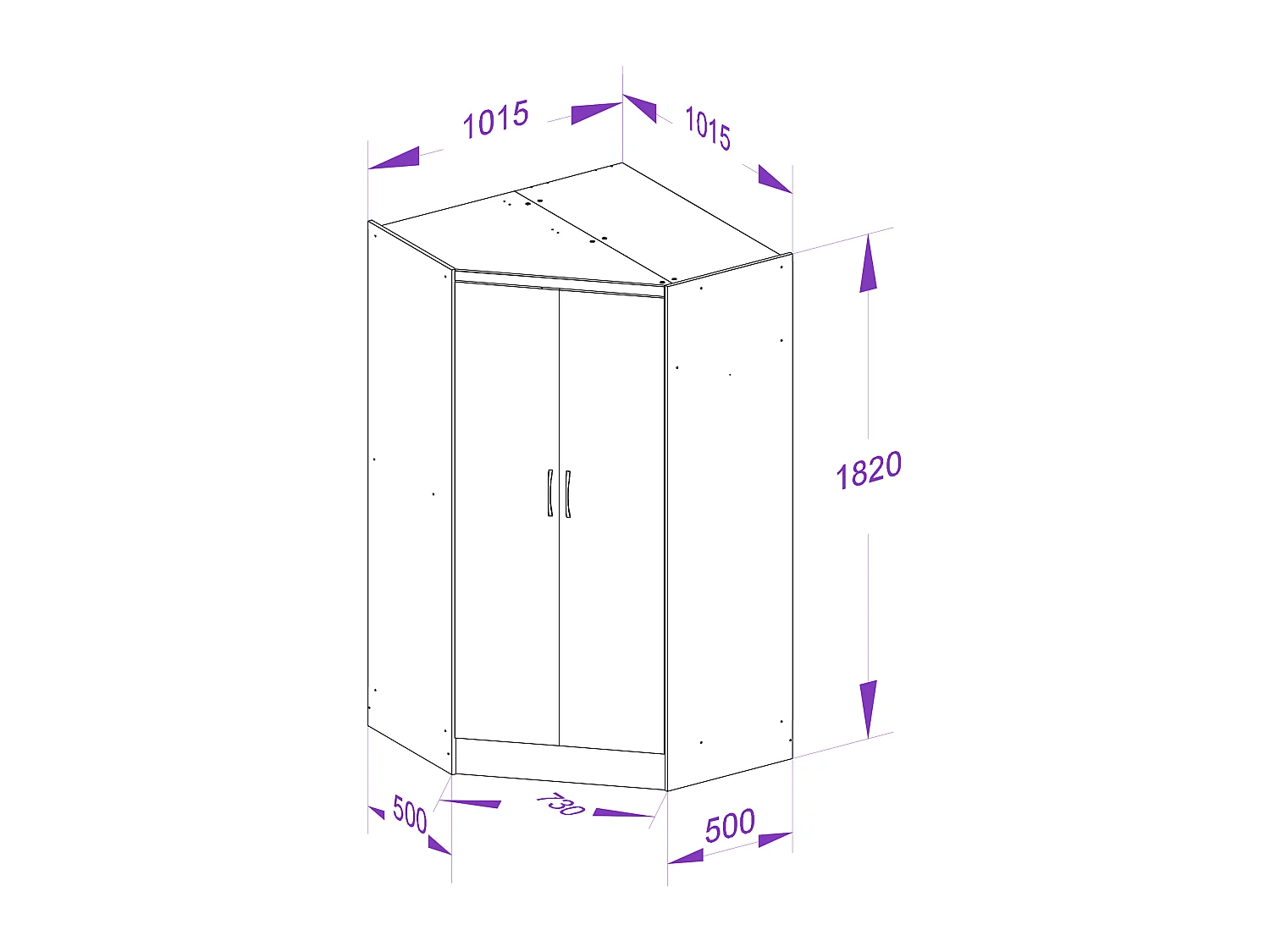 Armoire d'angle 8 portes et 2 tiroirs - L263 cm - Coloris : Naturel - FEOVA