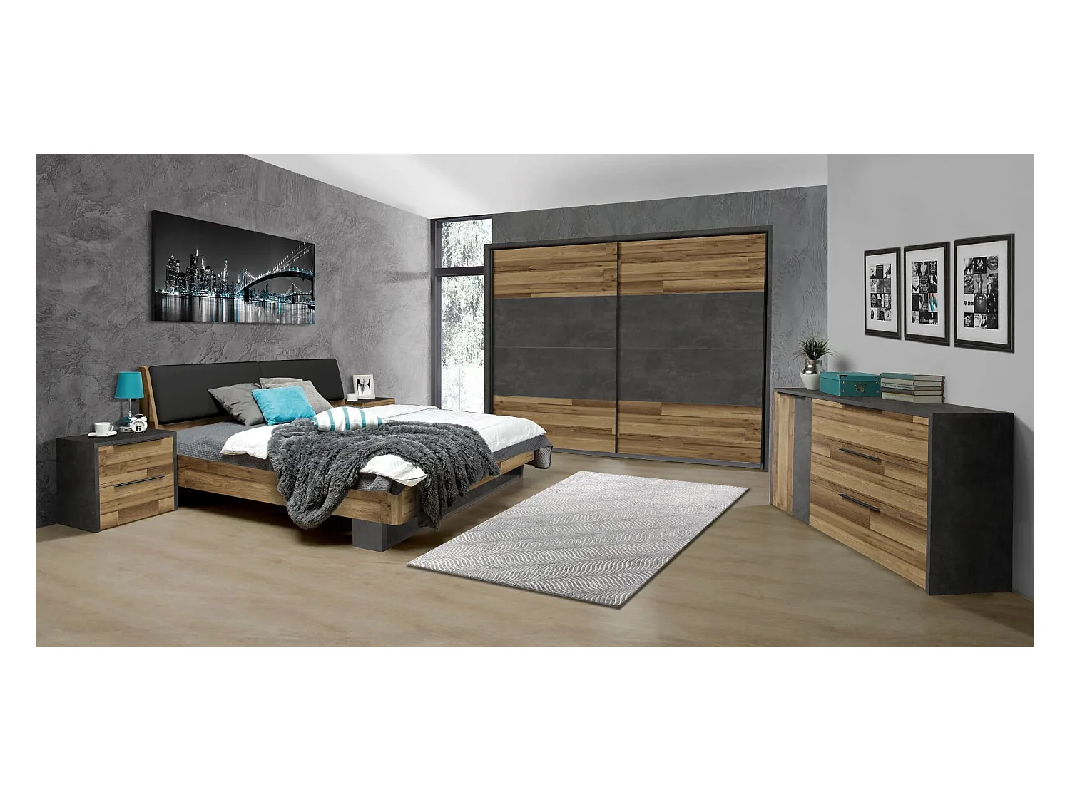 Set da camera da letto Trumen/Marrone&Antracite
