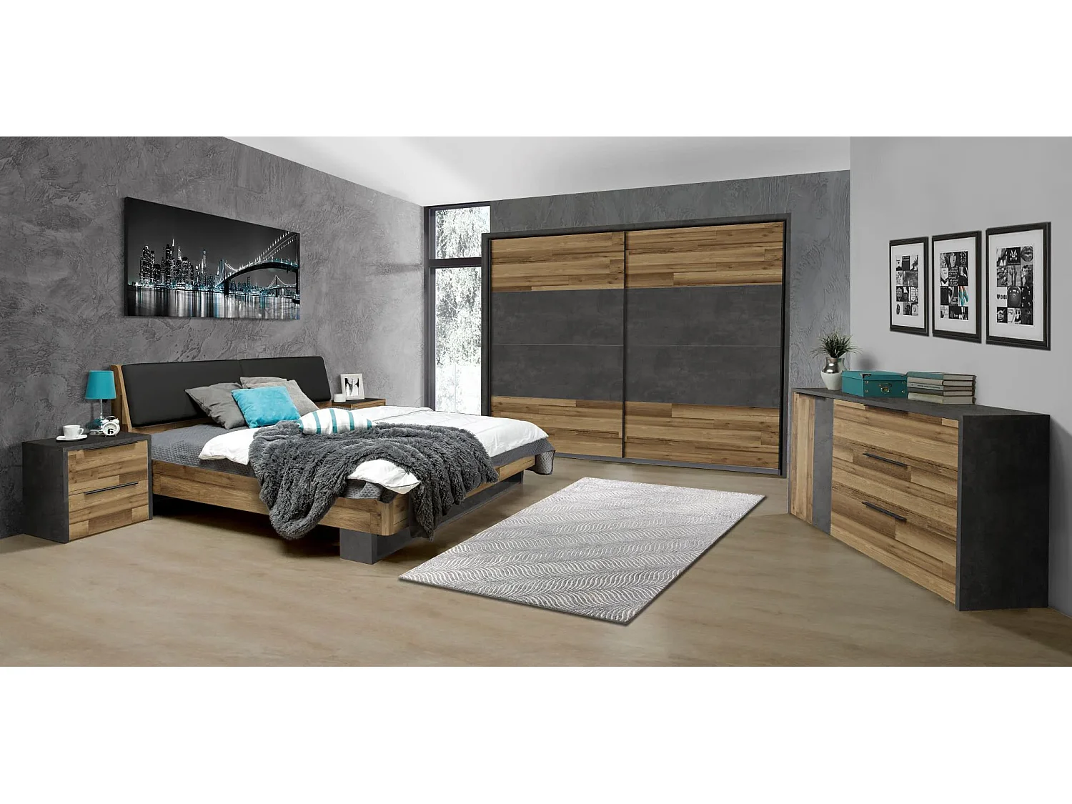 Set de chambre Trumen/Marron&Anthracite