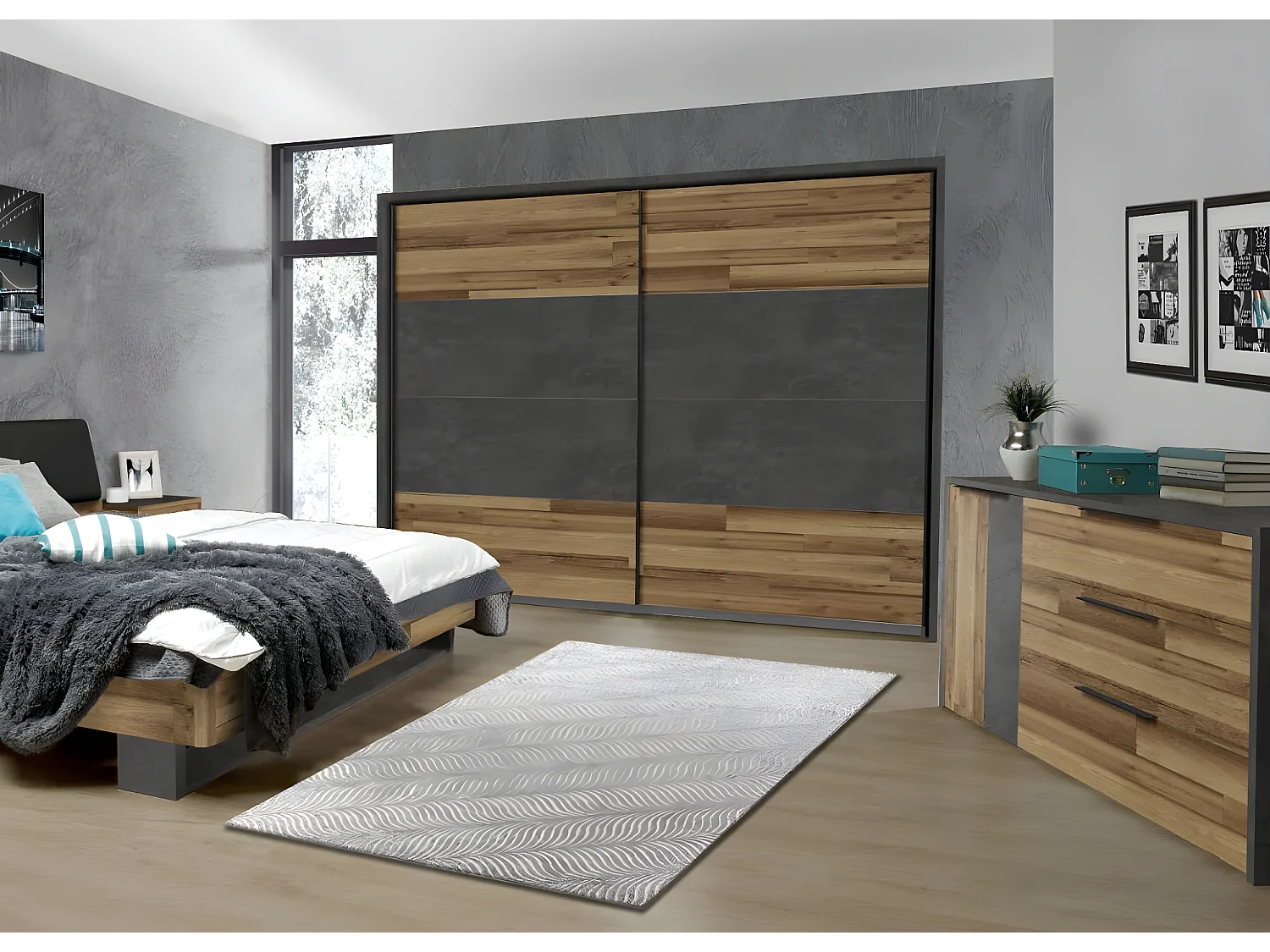 Set de chambre Trumen/Marron&Anthracite
