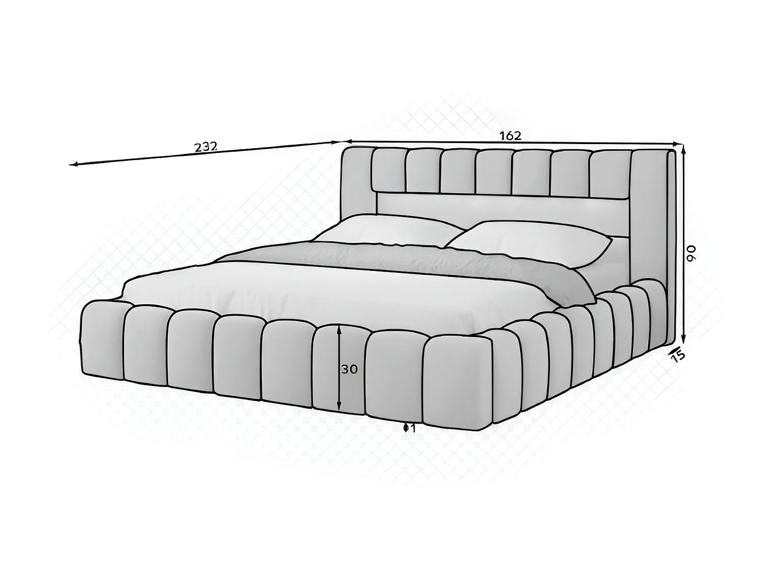 Bett Hero S (140x200)/Stoffbezug/inklusive Matratze/Grau