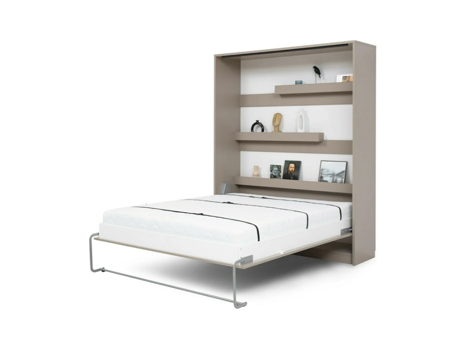 Lit escamotable avec bureau 140x200 cm panneaux de fibres taupe GOYA