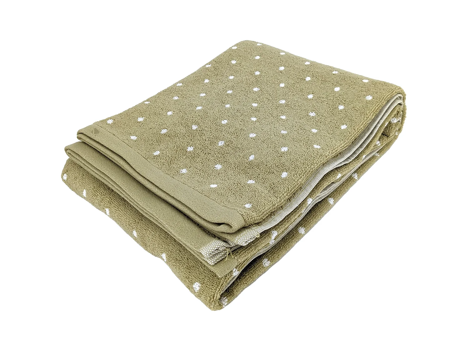 Drap de bain en coton 100x150 cm collection EFFICIENT DOTS vert olive