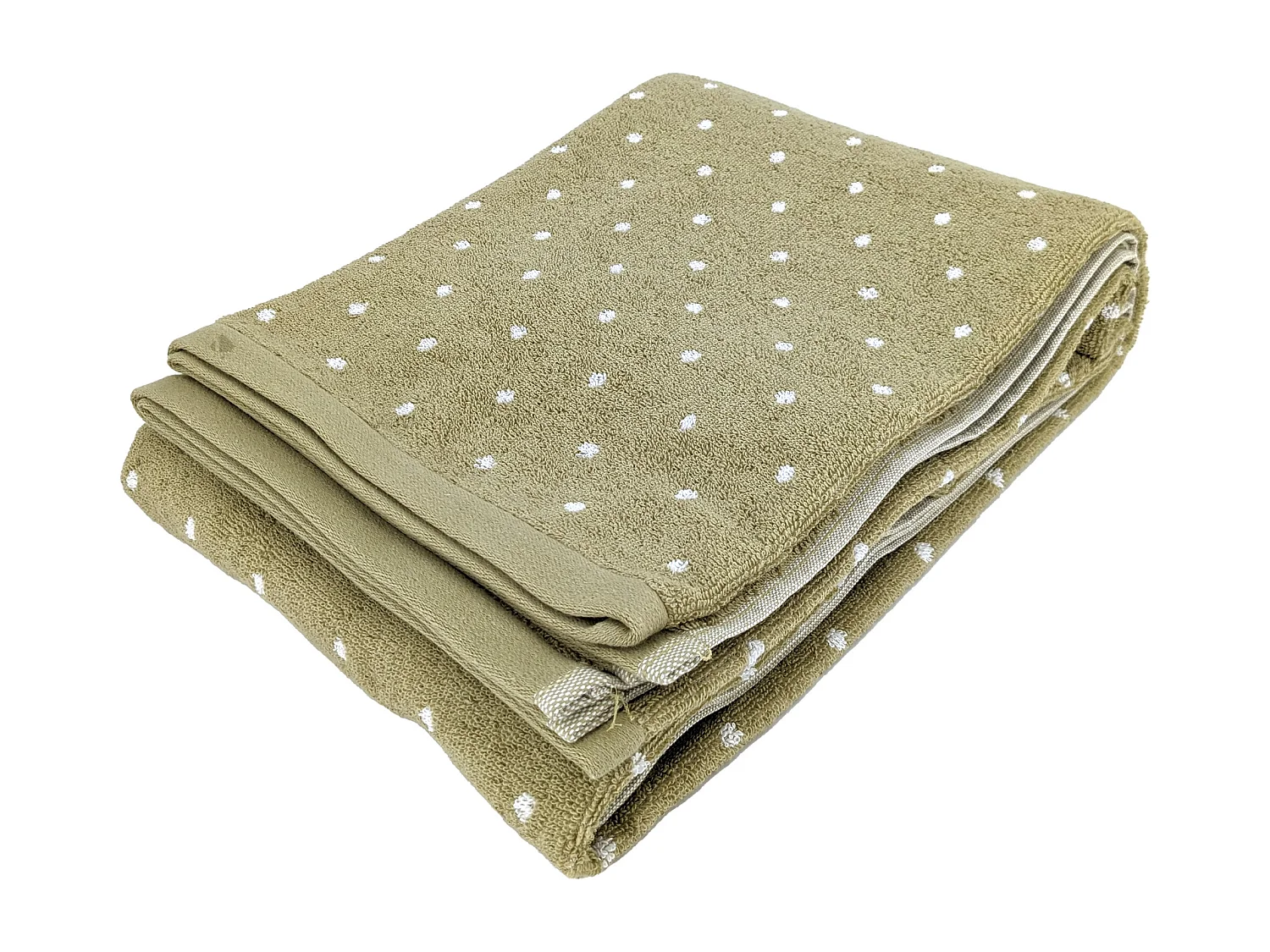 Drap de bain en coton 100x150 cm collection EFFICIENT DOTS vert olive