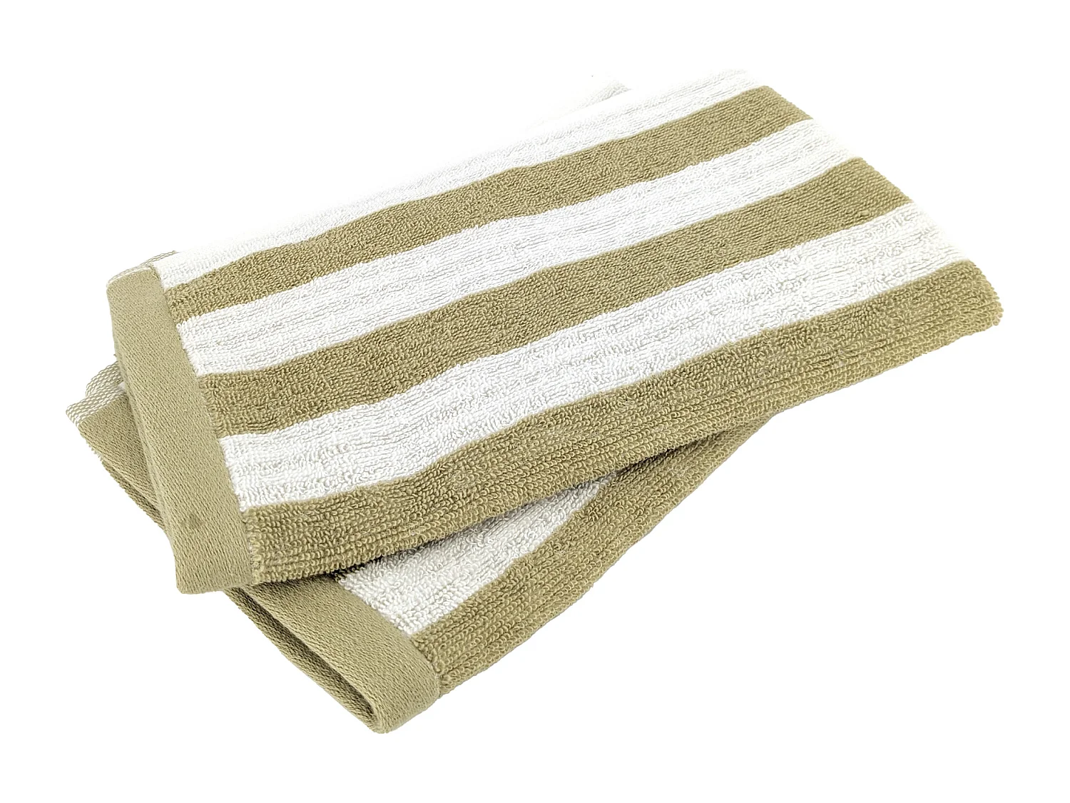 Lot de 2 serviettes invité 33x50 cm EFFICIENCE STRIPES vert olive
