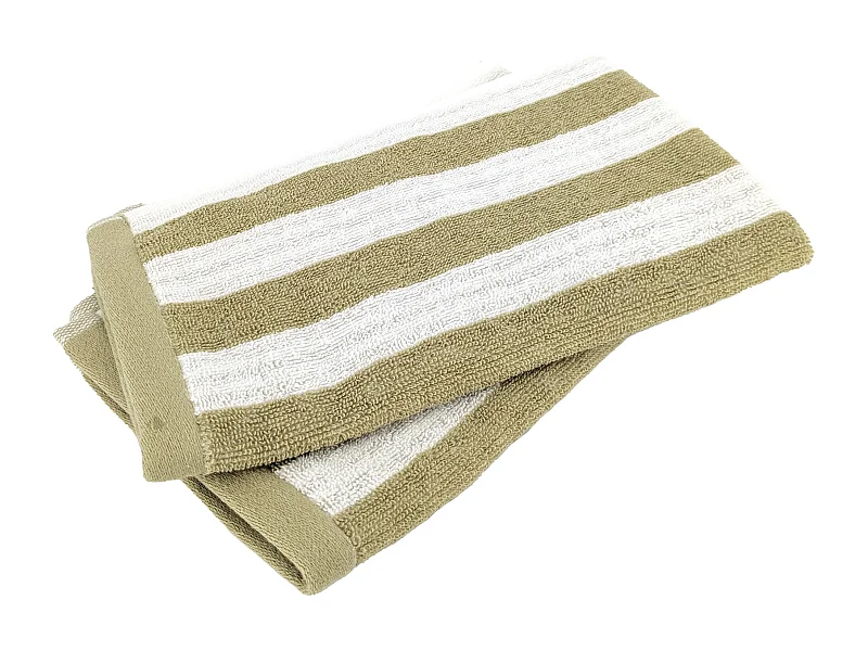 Lot de 2 serviettes invité 33x50 cm EFFICIENCE STRIPES vert olive