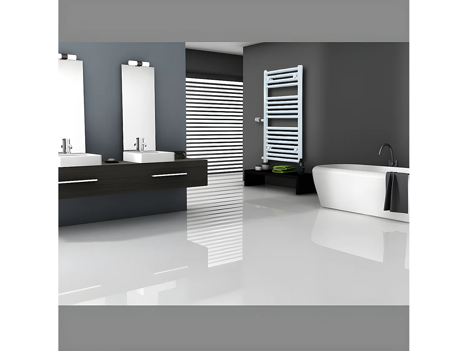 Radiatore calorifero termosifone dritto bianco a scala per bagno 50 x 160 cm