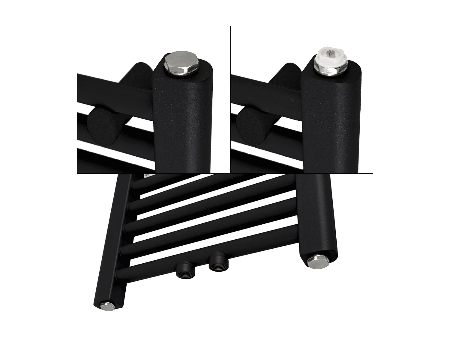 Radiatore da bagno Sahara dritto nero attacco centrale calorifero 40 x 120 cm