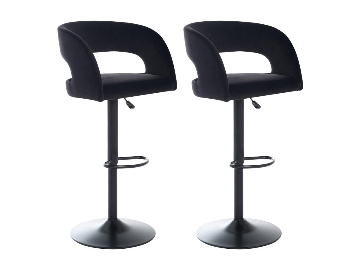 Barhocker 2er-Set höhenverstellbar - Samt & Metall - Schwarz - LAJUNIA günstig online kaufen