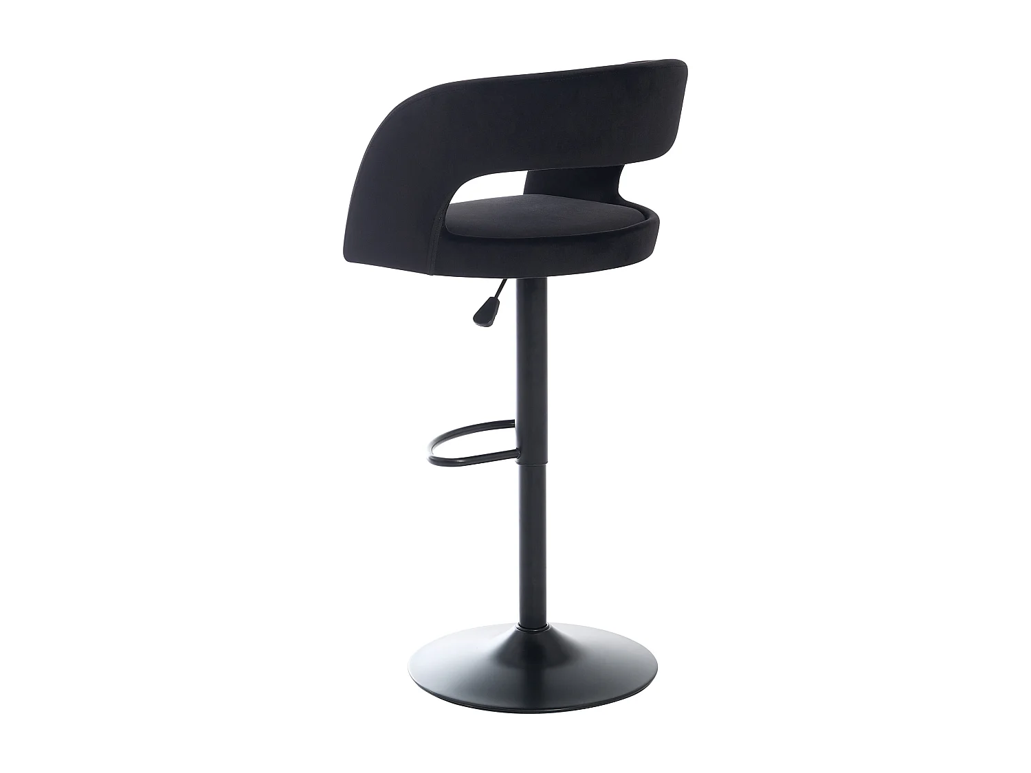 Lote de 2 taburetes de bar de terciopelo y metal - Altura ajustable - Negro - LAJUNIA