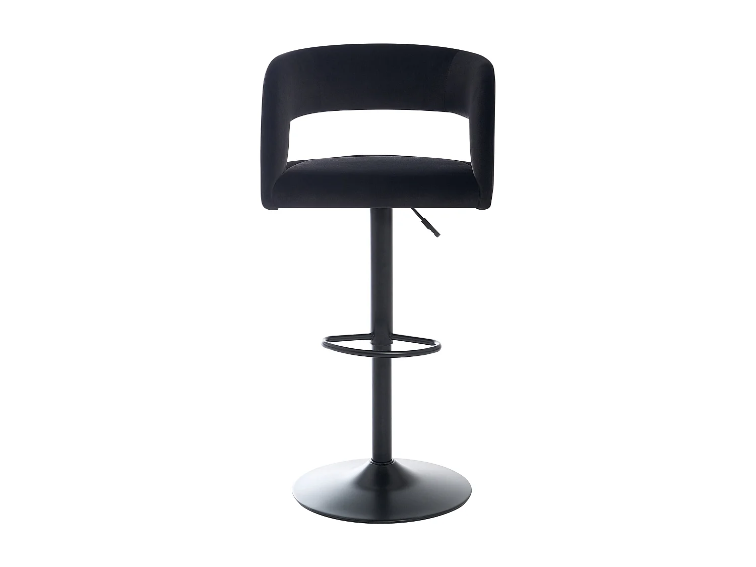 Lot de 2 tabourets de bar en velours et métal - Hauteur réglable - Noir - LAJUNIA