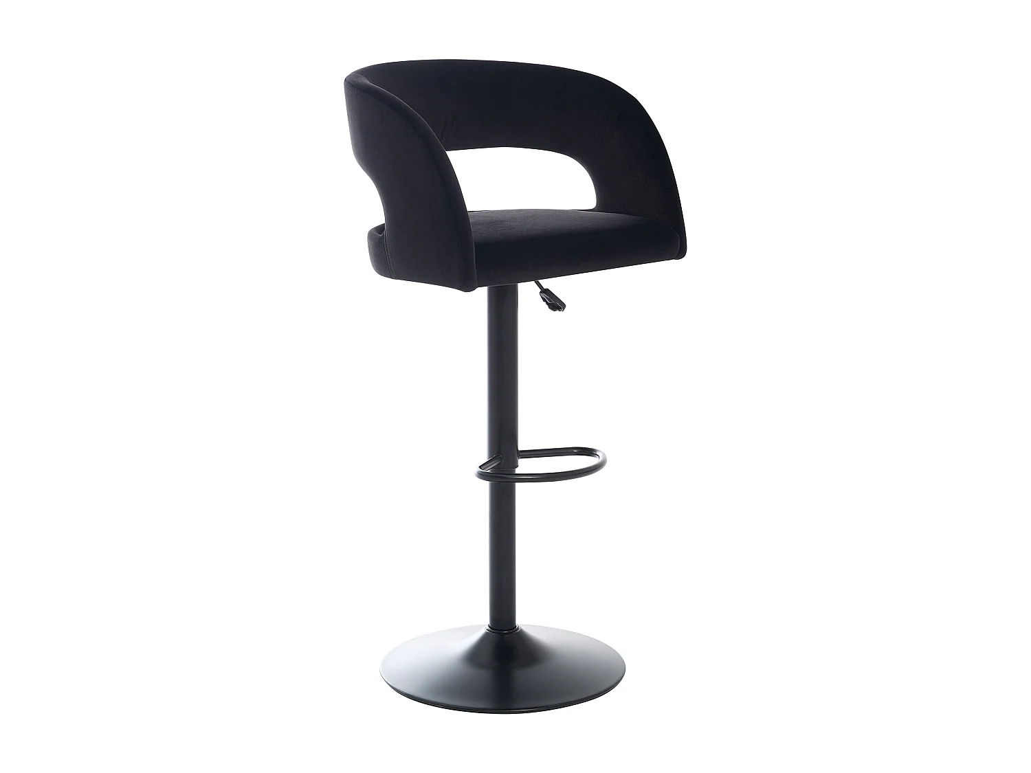 Lot de 2 tabourets de bar en velours et métal - Hauteur réglable - Noir - LAJUNIA