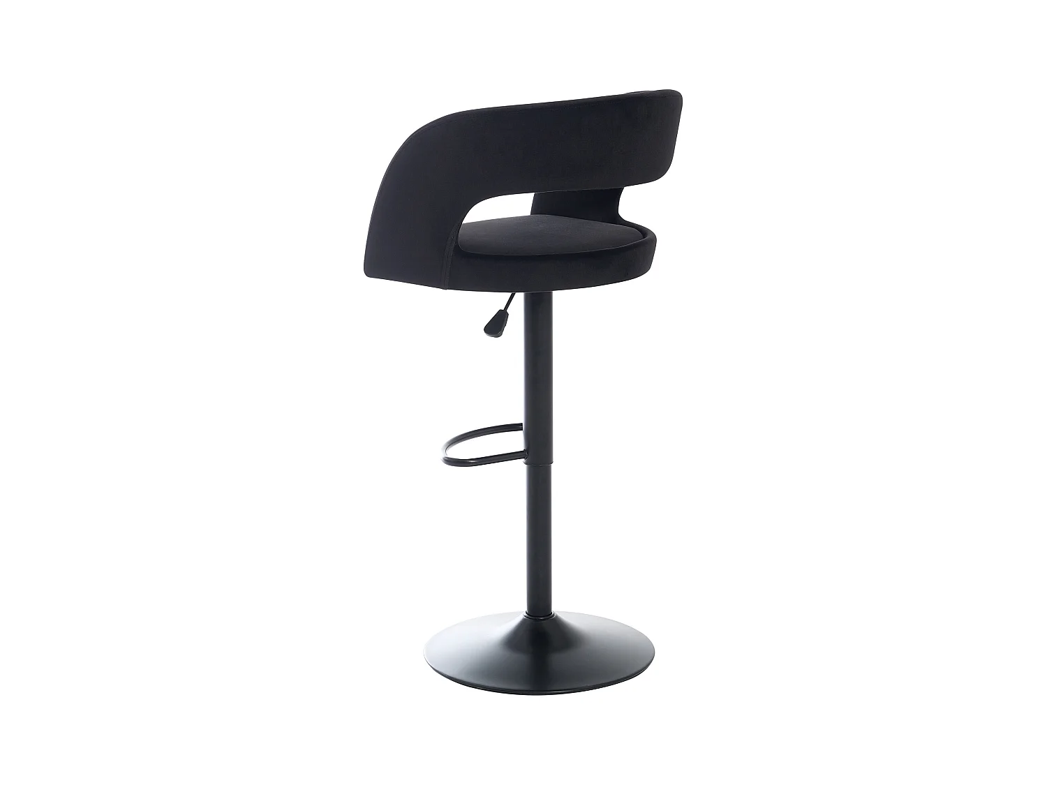 Lot de 2 tabourets de bar en velours et métal - Hauteur réglable - Noir - LAJUNIA