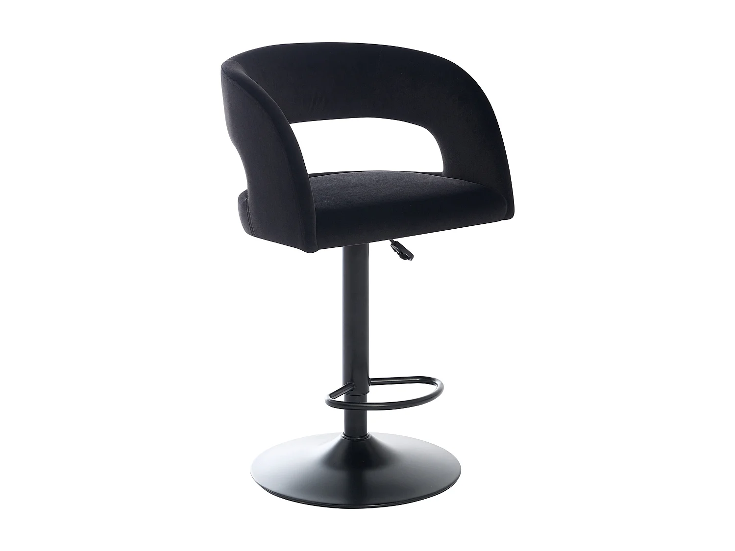 Lot de 2 tabourets de bar en velours et métal - Hauteur réglable - Noir - LAJUNIA