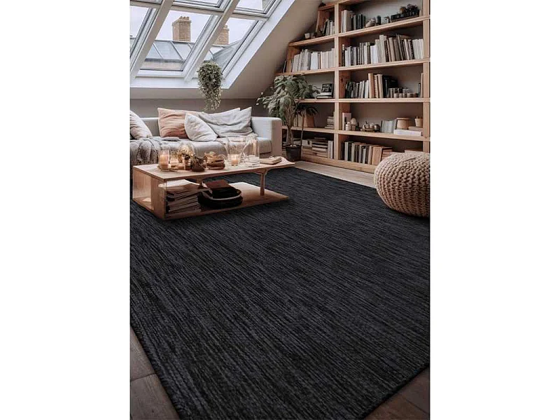 Tapis extérieur intérieur uni - CARACAS 65 Noir 120*170