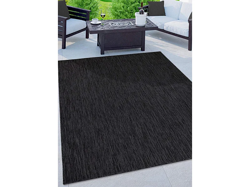 Tapis extérieur intérieur uni - CARACAS 65 Noir 120*170