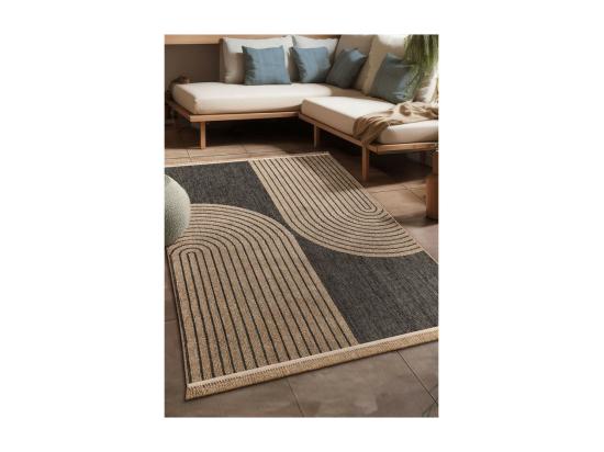 vente unique Tapis extérieur effet jute arc - CASSIS 93 Gris anthracite 200*290