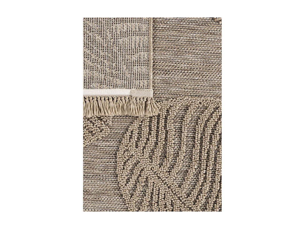 Tapis extérieur effet intérieur jute feuille beige CASSIS 96 Beige 200*290