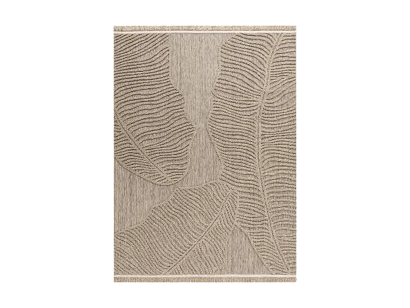 Tapis extérieur effet intérieur jute feuille beige CASSIS 96 Beige 200*290