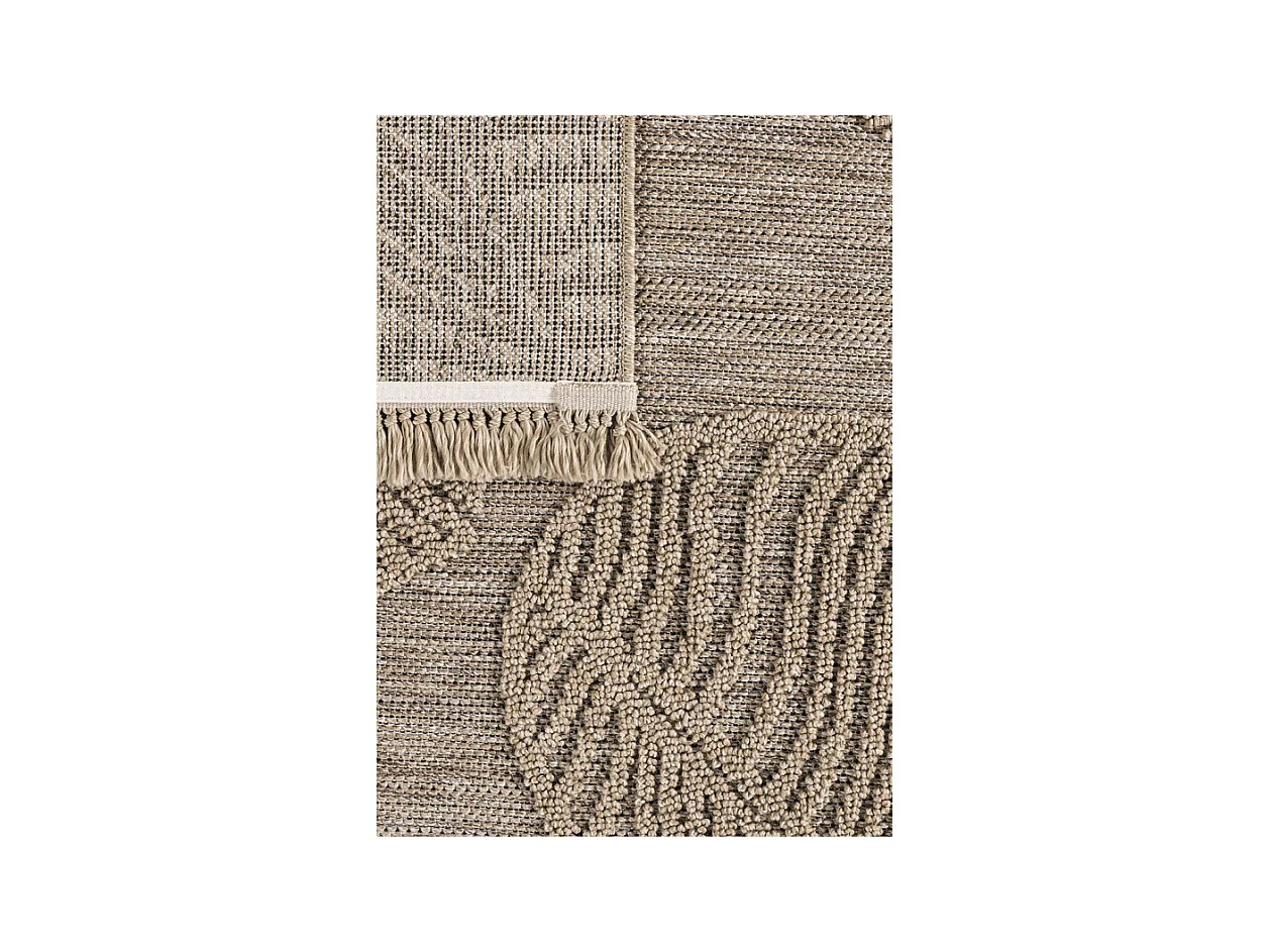 Tapis extérieur effet intérieur jute feuille beige CASSIS 96 Beige 200*290