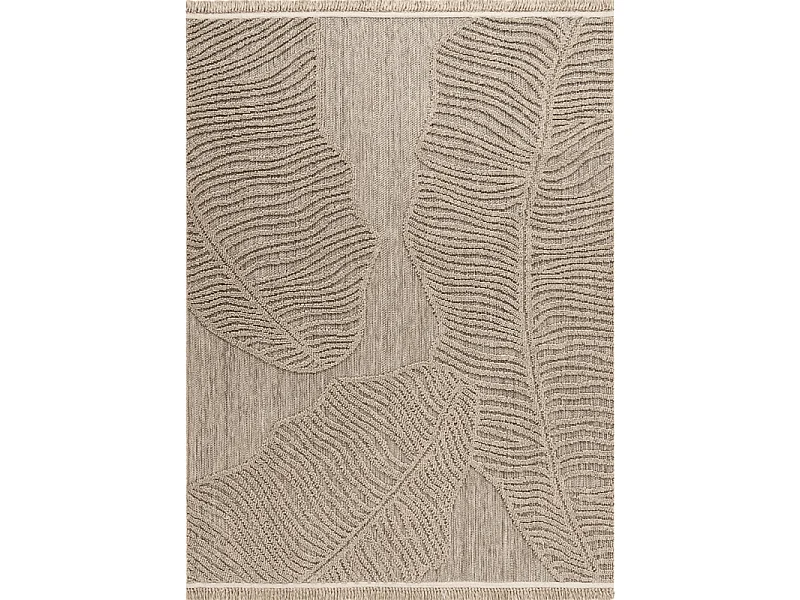 Tapis extérieur effet intérieur jute feuille beige CASSIS 96 Beige 200*290