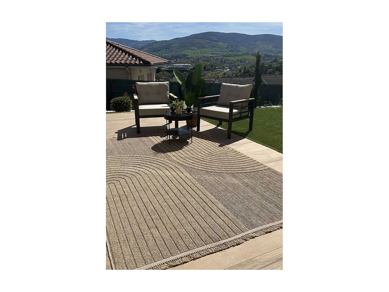 Tapis extérieur effet jute arc - CASSIS 93 Beige 200*290