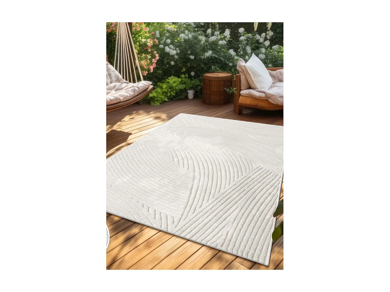Tapis extérieur intérieur géométrique - ALANYA 41 Crème 80*150