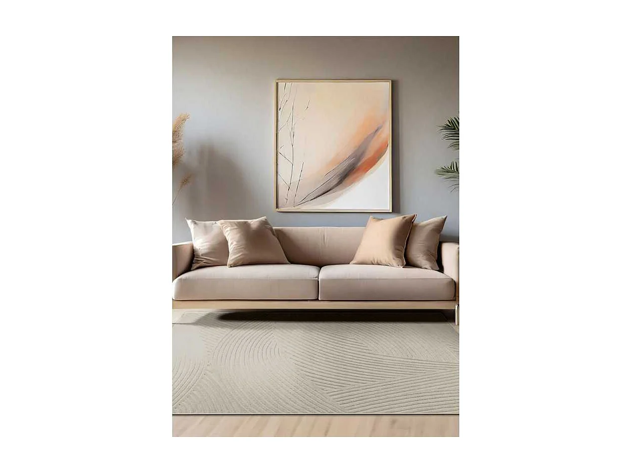 Tapis extérieur intérieur géométrique - ALANYA 41 Beige 120*170