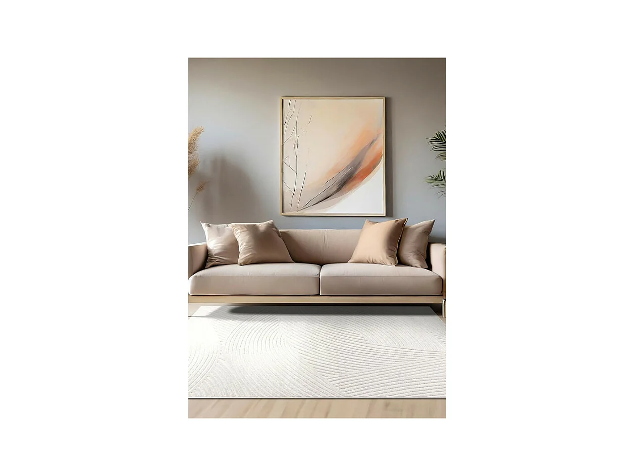 Tapis extérieur intérieur géométrique - ALANYA 41 Crème 120*170