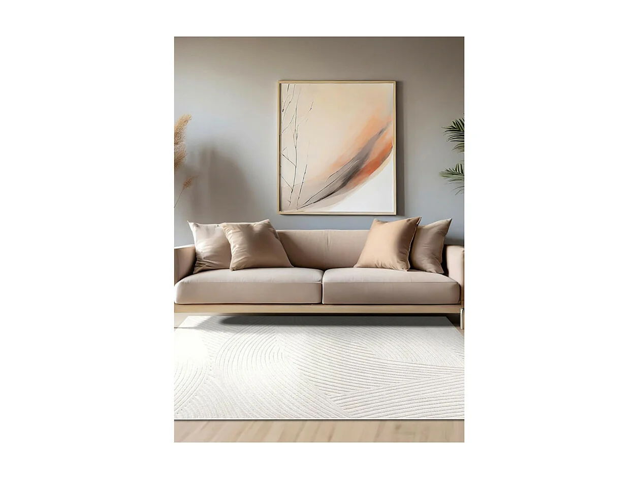 Tapis extérieur intérieur géométrique - ALANYA 41 Crème 120*170