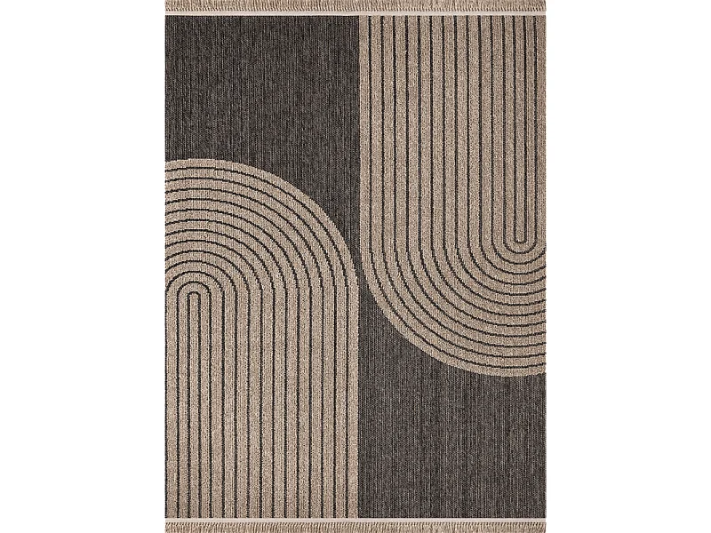 Tapis extérieur effet jute arc - CASSIS 93 Gris anthracite 80*150