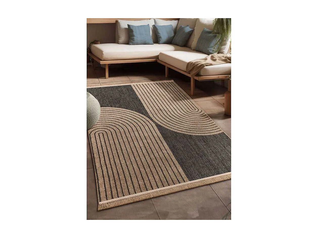 Tapis extérieur effet jute arc - CASSIS 93 Gris anthracite 80*150