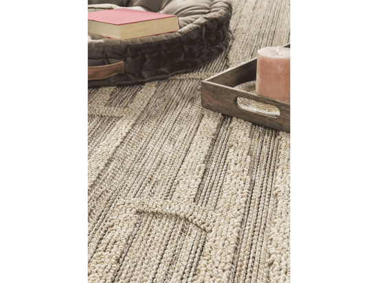 vente unique Tapis extérieur effet intérieur jute géométrique CASSIS 99 Beige 200*290