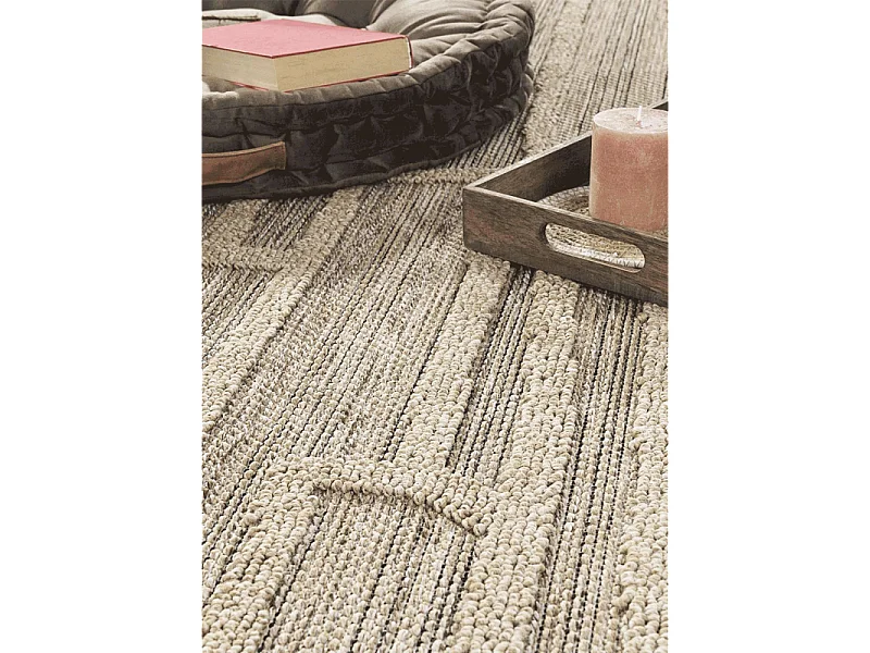 Tapis extérieur effet intérieur jute géométrique CASSIS 99 Beige 200*290